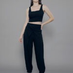 Calça Feminina Cintura Alta com Sobreposição CL.163.0002 - Preto-020001, PP