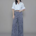 Calça Feminina Cintura Alta CL.163.0017 - Listrado Azul Marinho-034053, 34