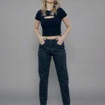 Calça Feminina Cintura Alta 30331 - Estonado com Puídos Preto-023745, 34