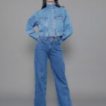 Calça Feminina Cintura Média com Fenda Lateral 30332 - Estonado Azul Escuro-034070, 34