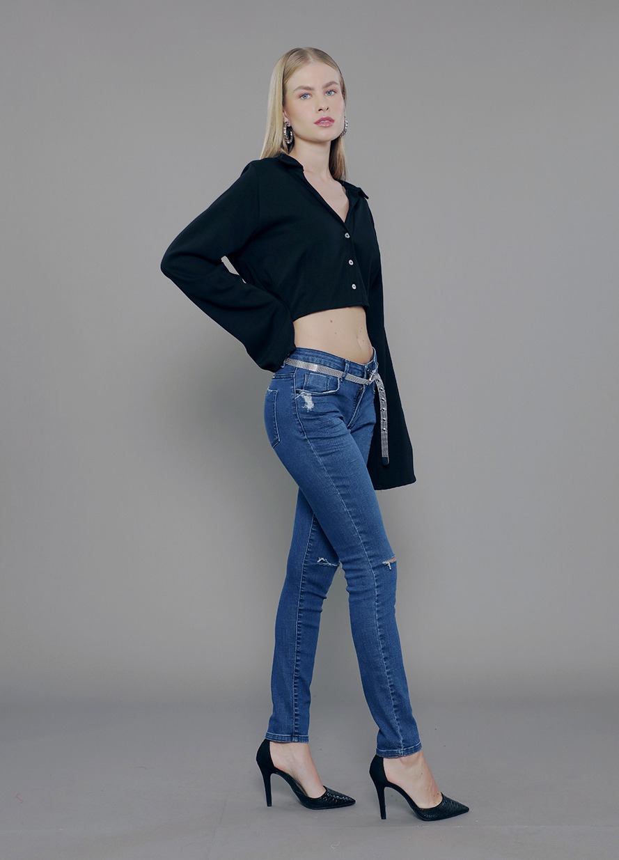 CL.170.0049-Calça Skinny em Jeans-Estonado com Puídos Azul Escuro-CL.170.0049_034071_02