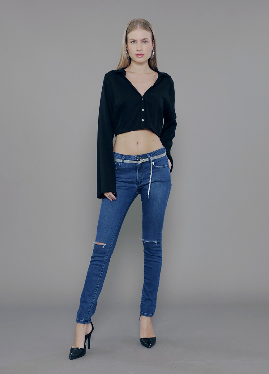 CL.170.0049-Calça Skinny em Jeans-Estonado com Puídos Azul Escuro-CL.170.0049_034071_03