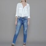 Calça Feminina Cintura Média 30343 - Destroyed Azul Médio-034067, 34