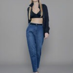 Calça Feminina Cintura Alta Bolso Faca 30345 - Estonado Azul Escuro-034070, 34