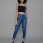 Calça Feminina Cintura Média Bolso Faca 30355 - Estonado Azul Escuro-034070, 34