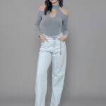 Body Feminino Manga Longa Gola Alta MO.162.0005 - Cinza Mescla-090007, P