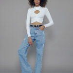 Top Feminino Manga Longa Gola Alta TP.162.0036 - Off White-010002, P