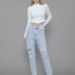 Top Feminino Manga Longa Gola Alta TP.162.0046 - Off White-010002, P