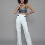 Top Feminino Alça Fina Decote V TP.163.0005 - Prateado-020445, PP