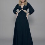 Vestido Feminino Manga 3/4 Decote V VE.162.0005 - Preto-020001, PP