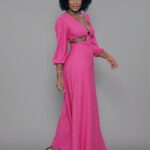 Vestido Feminino Manga 3/4 Decote V VE.162.0005 - Rosa-053565, PP