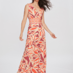 Vestido Feminino Longo Sem Manga VE.163.0037 - Estampado Folhagem Barrado, PP