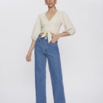 Calça Feminina Wide Leg Cintura Alta 30415 - Estonado Azul Escuro-LAV-009, 36