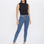 Calça Feminina Skinny Cintura Alta 30418 - Estonado Azul Escuro-LAV-009, 36