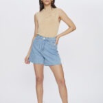 Short Feminino Mom Cintura Alta Básico 30392 - Estonado Azul Médio-LAV-010, 36