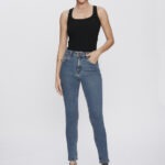 Calça Feminina Skinny Cintura Alta 30441 - Estonado Azul Médio-LAV-010, 36