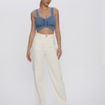 Calça Feminina Wide Leg Cintura Alta 30447 - Off White-000270, 36