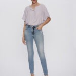 Calça Feminina Skinny Cintura Média 30440 - Destroyed com Puídos Azul Claro-LAV-006, 36