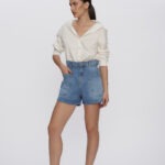 Short Feminino Clouchard Cintura Alta com Elástico 30394 - Estonado Azul Médio-LAV-010, 36