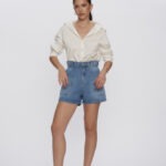 Camisa Feminina Slim Manga Longa Decote V CM.163.0019 - Off White, PP