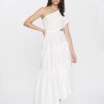 Vestido Feminino Midi Um Ombro Só Recortes Marias VE.162.0011 - Off White, PP