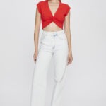 Calça Feminina Wide Leg Cintura Alta com Barra A Fio 30429 - Délavé Azul Claro-LAV-003, 36