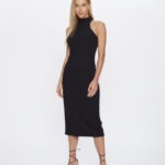 Vestido Feminino Midi Cavado em Malha Canelada VE.162.0017 - Preto, PP