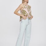 Calça Feminina Wide Leg Cintura Alta 30420 - Délavé com Puídos Azul Claro-LAV-004, 36