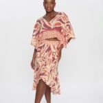 Saia Feminina Midi Amarração Lateral SA.163.0034 - Estampado Folhagem Barrado, 36