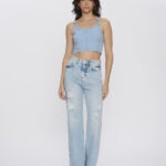 Top Feminino Cropped De Alcinha 30470 - Azul Com Pedrarias, P