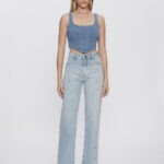 Top Feminino Cropped Corselet De Alça 30474 - Estonado Azul Médio-LAV-010, P