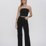 Calça Feminina Wide Leg Cintura Alta 30447 - Preto-00050, 36
