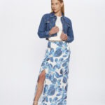 Saia Feminina Reta SA.163.0032 - Estampado Floral Azul, 36