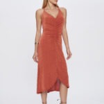 Vestido Feminino Slim Midi De Alcinha com Franzido VE.162.0013 - Cobre, PP