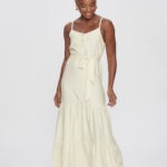 Vestido Feminino Longo Alça Fina Botões Frontal VE.163.0044 - Creme, PP