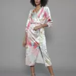 Saia Feminina Lápis com Franzido com Fenda Frontal SA.163.0009 - Estampado Rosê-160654, 36