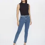 Calça Feminina Skinny Cintura Alta 30418 - Estonado Azul Escuro-LAV-009, 36