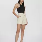 Short Feminino Clouchard Cintura Alta E Cinto 30389 - Areia-000729, 36