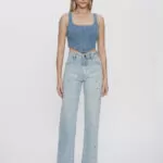 Top Feminino Cropped Corselet De Alça 30474 - Estonado Azul Médio-LAV-010, P